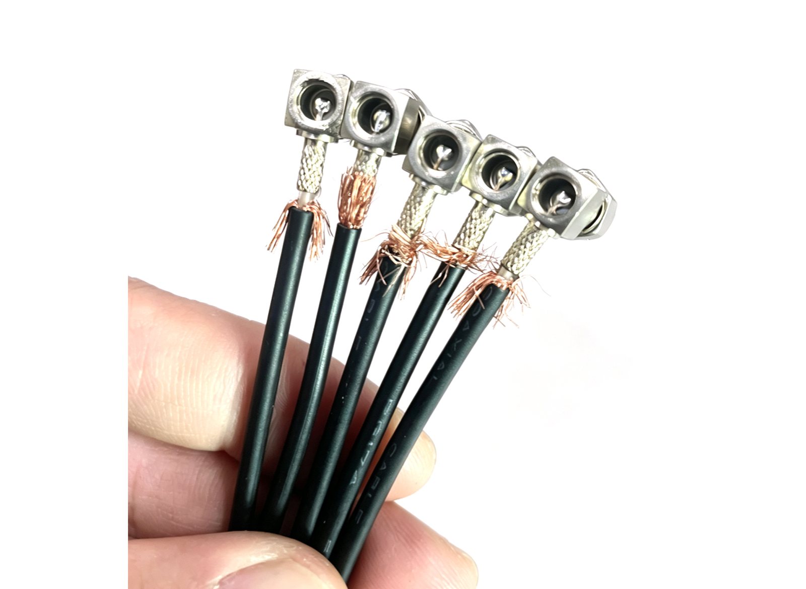 Crimp-type SMA coaxial assemblies with connector bodies joined to flexible coaxial cable